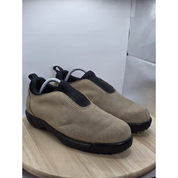 Footjoy Contour Series Mens 9 Brown Golf Mocs Shoes Soft Spikes Slip On No Laces - Picture 5 of 9